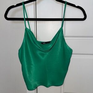 Zara Satin Effect Cowl Neck Top